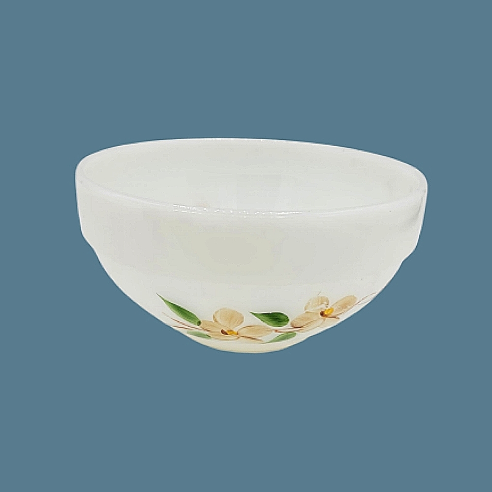 Anchor Hocking Fire King Gay Fad Peach Blossom Milk Glass 6" Mixing Bowl Vintage